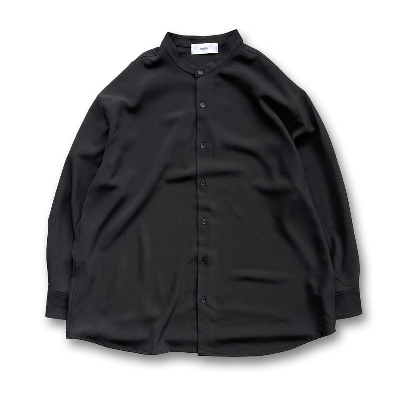 smooth band collar shirt / blackディティール画像