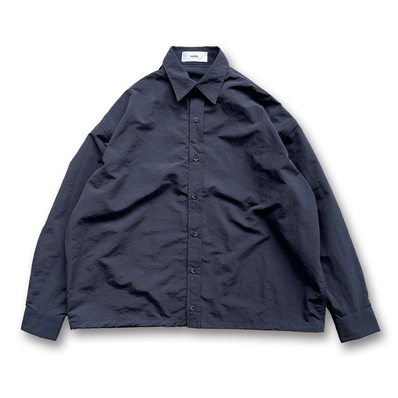loose silhouette nylon shirt / navyディティール画像