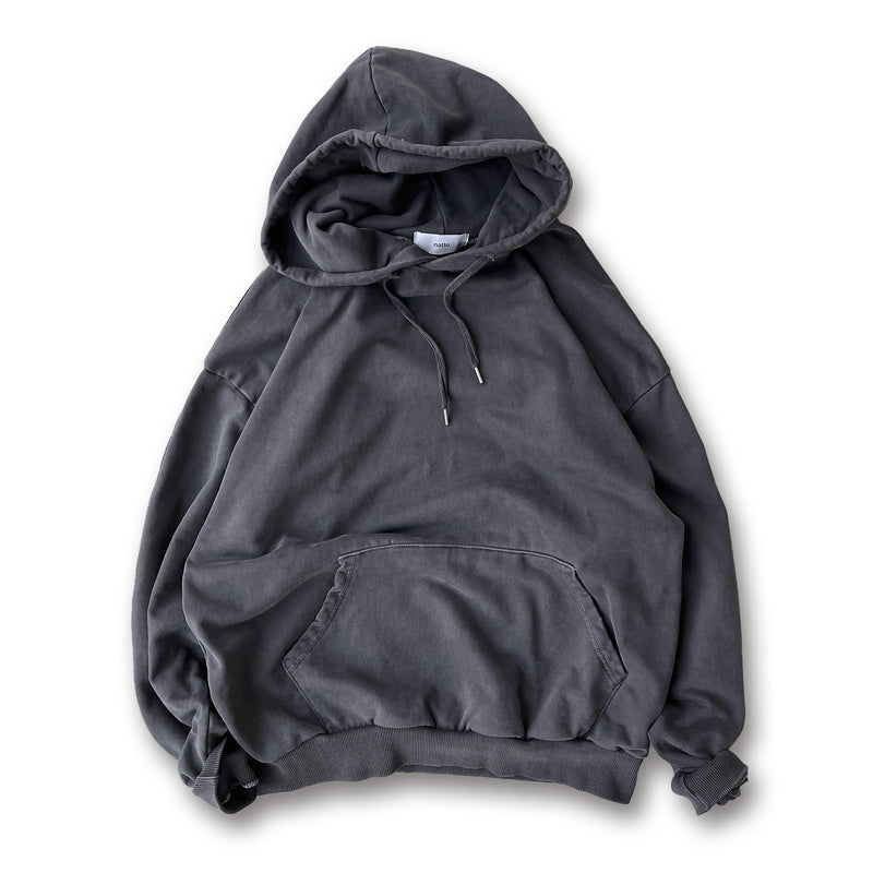 vintage like loose silhouette hoodie / blackディティール画像