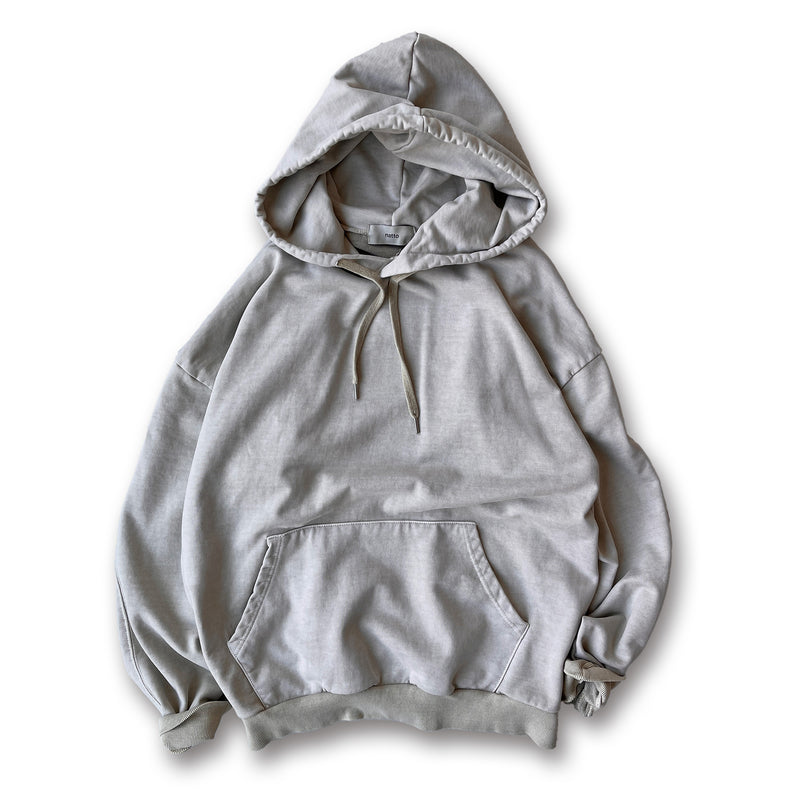 vintage like loose silhouette hoodie / beigeディティール画像