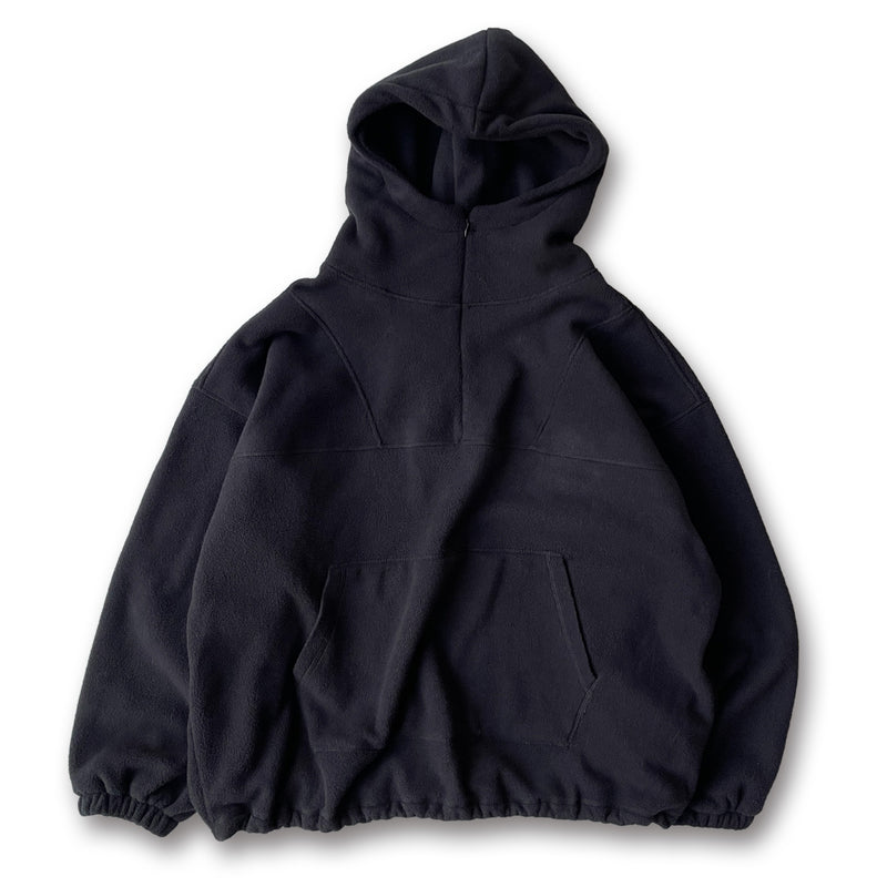 relax silhouette fleece hoodie / blackディティール画像