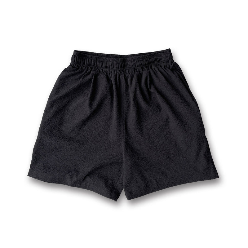 loose silhouette seersucker relax shorts / blackディティール画像