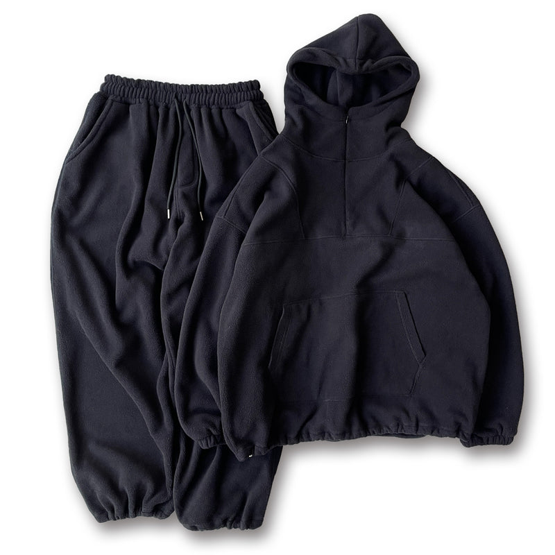 relax silhouette fleece set up / blackディティール画像