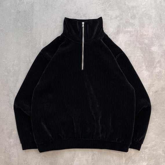 【SAMPLE】corduroy half zip pullover / black