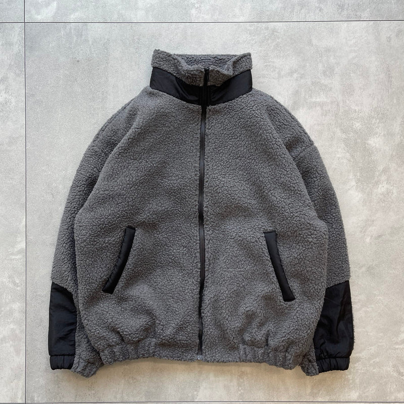 【SAMPLE】loose silhouette bicolor boa blouson / charcoalディティール画像