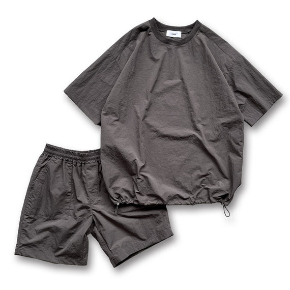 natto ブルゾン ナイロン ブラック クルーネック スウェット compact nylon pullover / black（コンパクトナイロンプル
