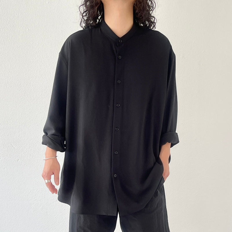 smooth band collar shirt / black（スムースバンドカラーシャツ