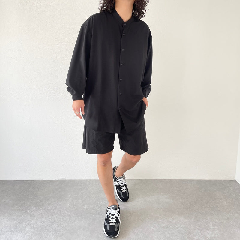 smooth band collar shirt / black（スムースバンドカラーシャツ