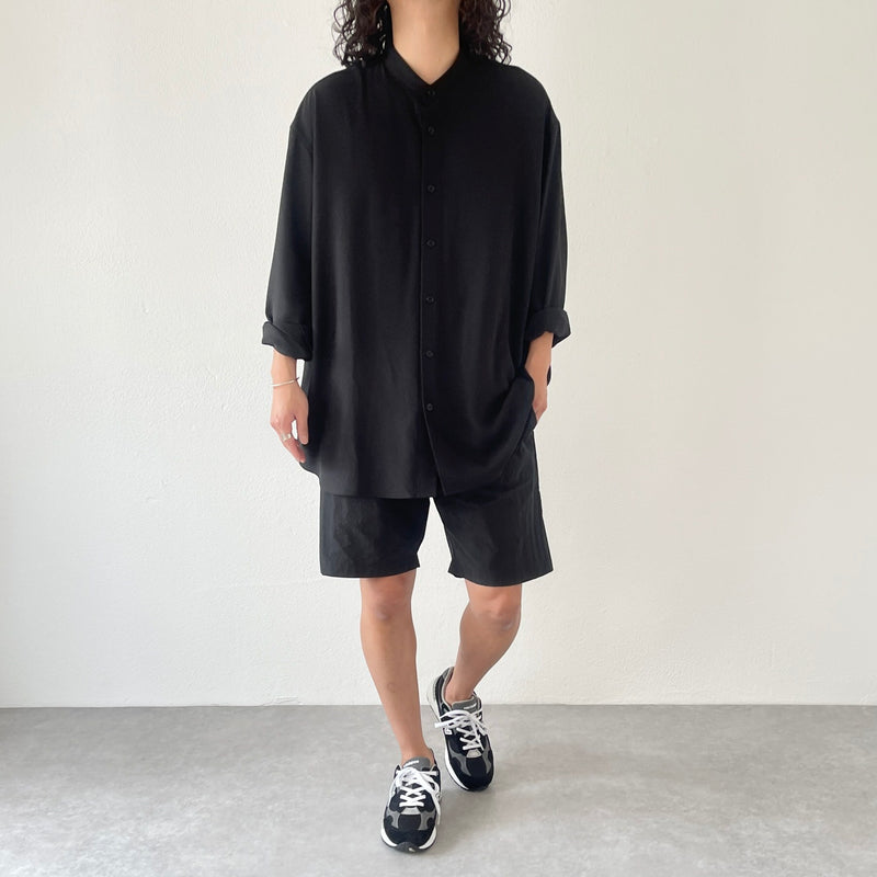 smooth band collar shirt / black（スムースバンドカラーシャツ