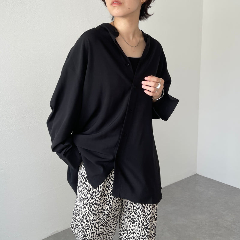 smooth band collar shirt / black（スムースバンドカラーシャツ