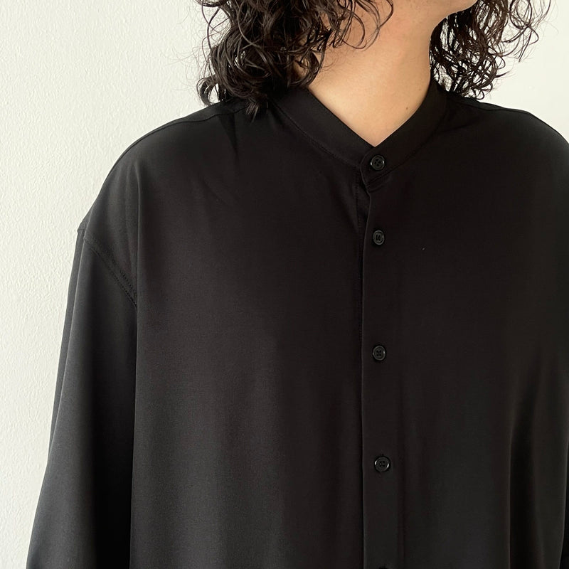 smooth band collar shirt / black（スムースバンドカラーシャツ