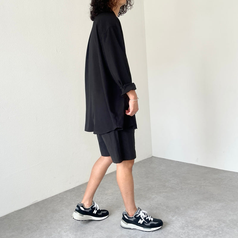 美品　BAND COLLAR POCKETシャツ　ブラック CITYSHOP ブラウス シャツ BAND COLLAR POCKET レディース