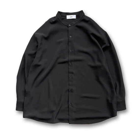 smooth band collar shirt / black