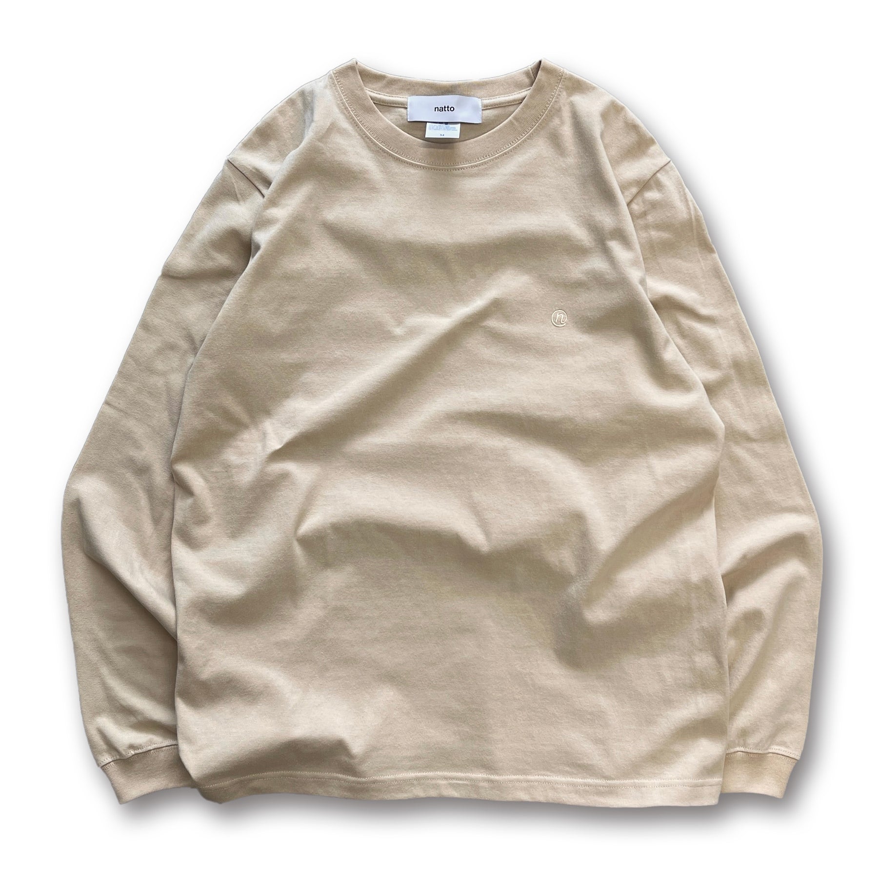 natto logo long sleeve tee / beige（ナットロゴロングスリーブ
