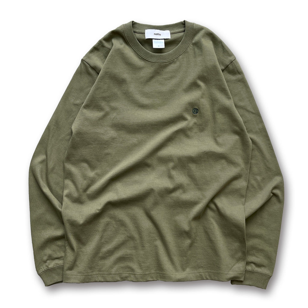natto logo long sleeve tee / olive（ナットロゴロングスリーブ