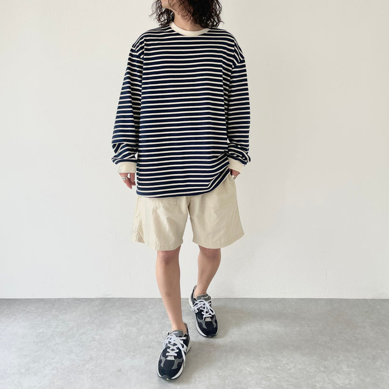 loose silhouette border long sleeve tee / navy × ivory（ルーズ