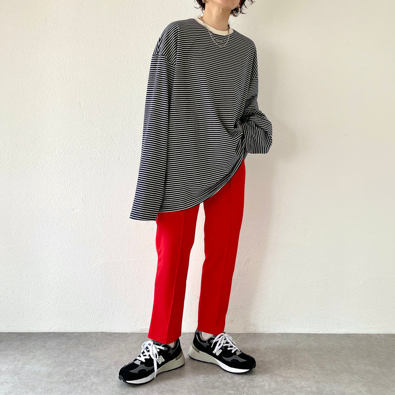 relax silhouette border long sleeve tee / navy（リラックス