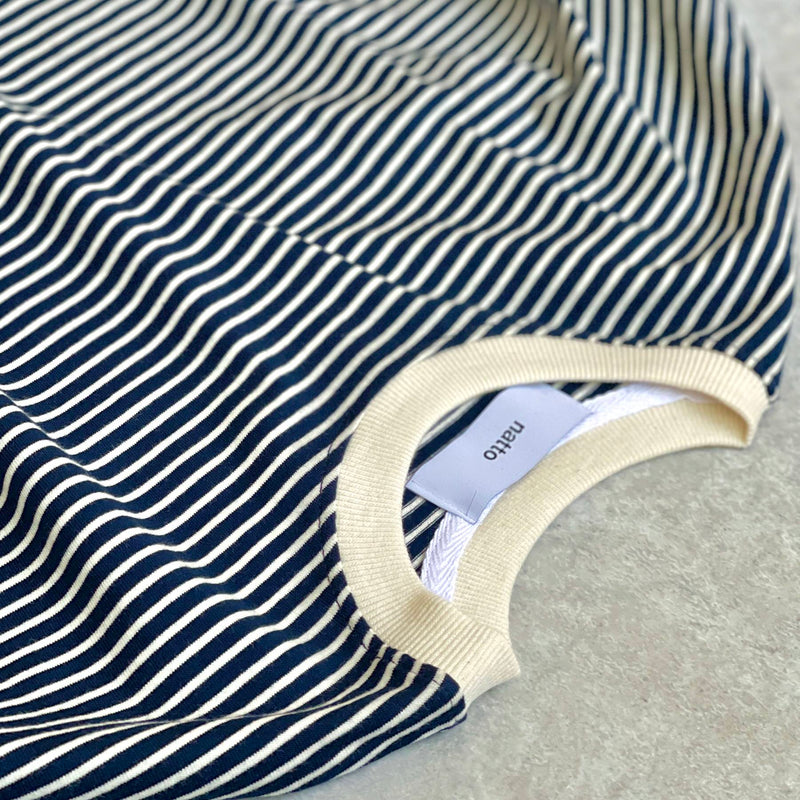 relax silhouette border long sleeve tee / navy（リラックス