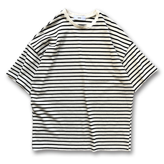 loose silhouette border tee / ivory