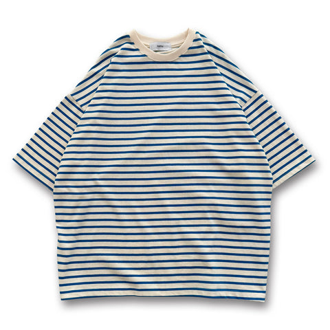 loose silhouette border tee / blue