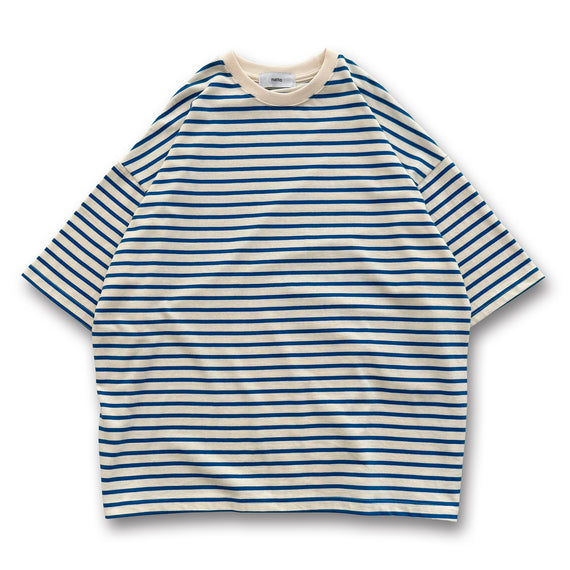 loose silhouette border tee / blue