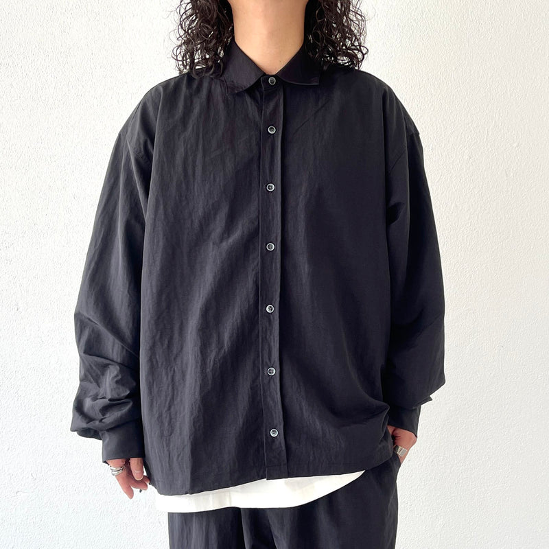 loose silhouette nylon shirt / black（ルーズシルエットナイロン