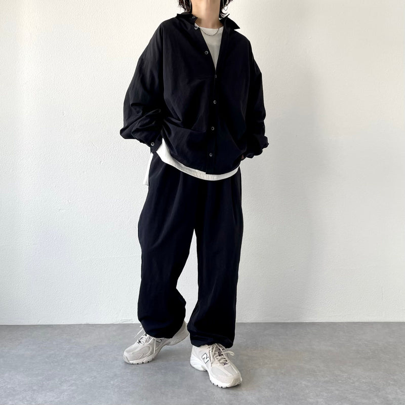 新品 natto nylon half sleeve shirt ナット シャツ loose silhouette nylon shirt set up / charcoal（ルーズ