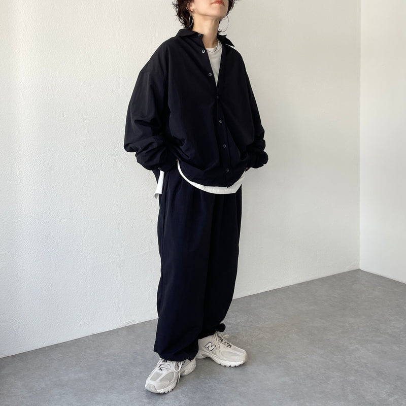 ジャケット・アウター natto loose silhouette nylon shirt setup loose silhouette nylon shirt / black（ルーズシルエット