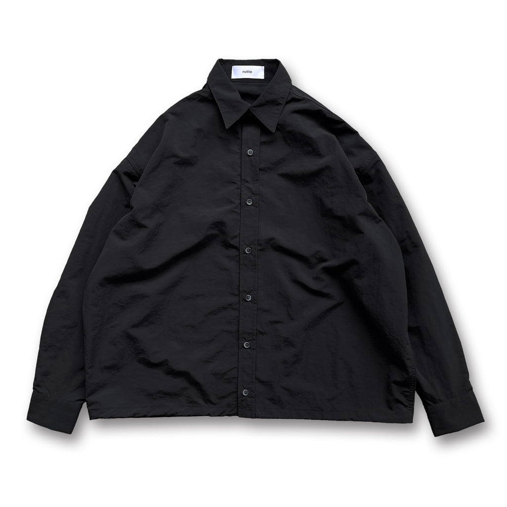 natto ブルゾン ナイロン ブラック クルーネック スウェット premium nylon pullover / black（プレミアムナイロンプル