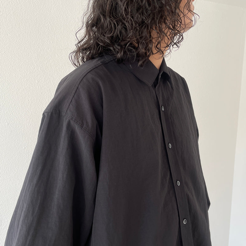 loose silhouette nylon shirt / black（ルーズシルエットナイロン