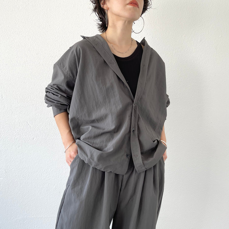 natto ナット loose silhouette nylon shirt loose silhouette nylon shirt set up / charcoal（ルーズ