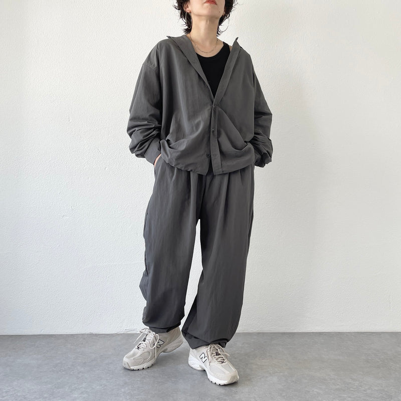 loose silhouette nylon shirt / charcoal（ルーズシルエットナイロンシャツ / チャコール） | natto |  ナット 公式オンラインショップ