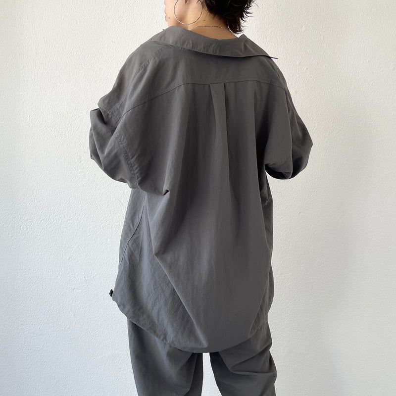 loose silhouette nylon shirt / black（ルーズシルエット