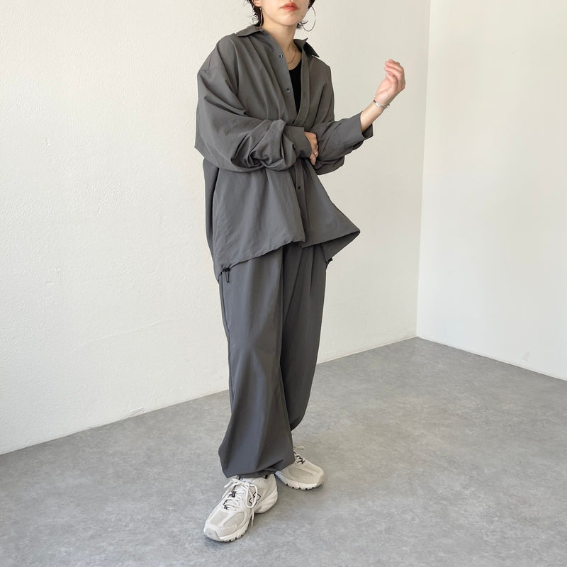 loose silhouette nylon shirt / charcoal（ルーズシルエットナイロン