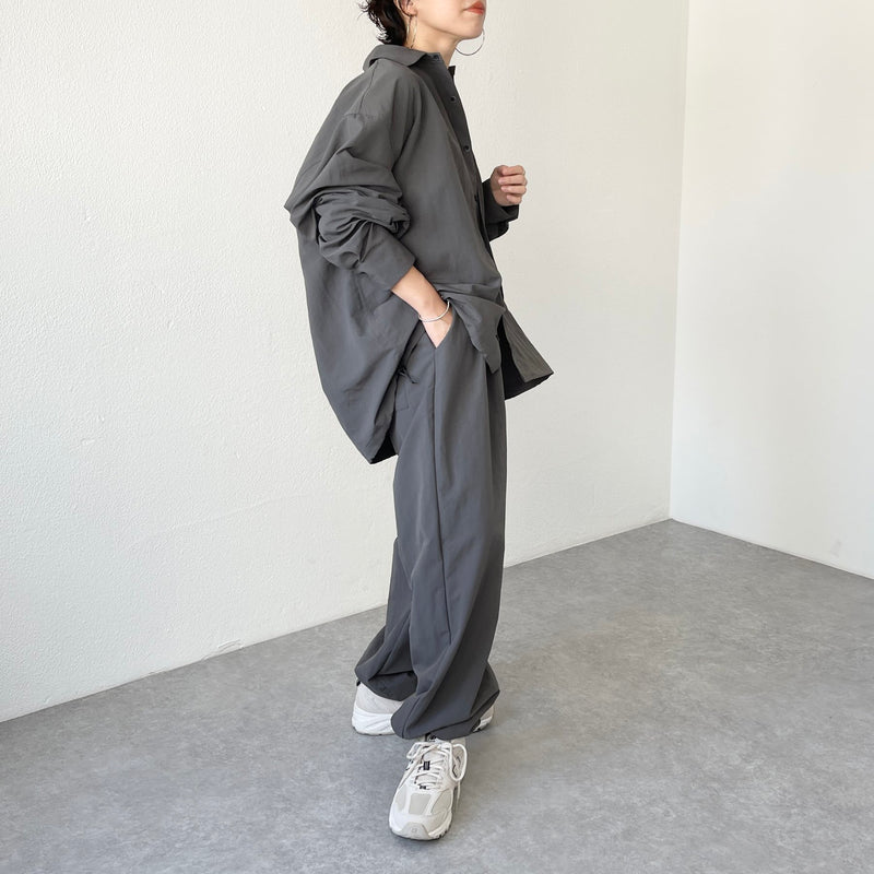 loose silhouette nylon shirt / charcoal（ルーズシルエット