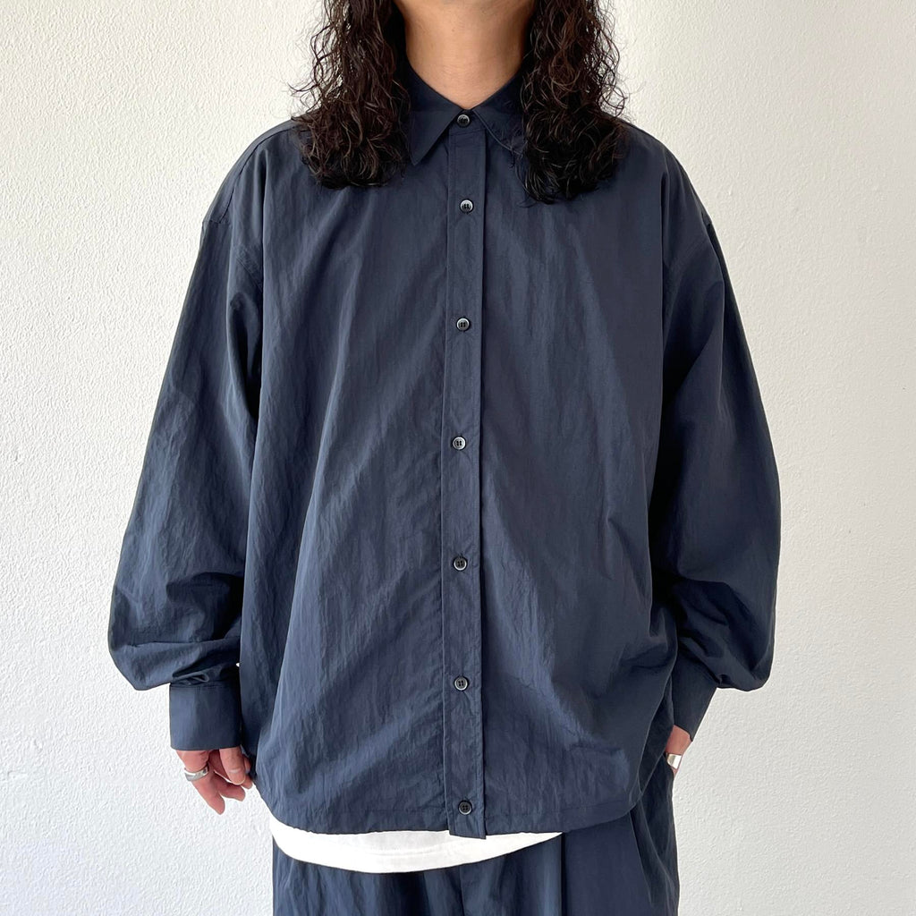loose silhouette nylon shirt / navy（ルーズシルエットナイロン