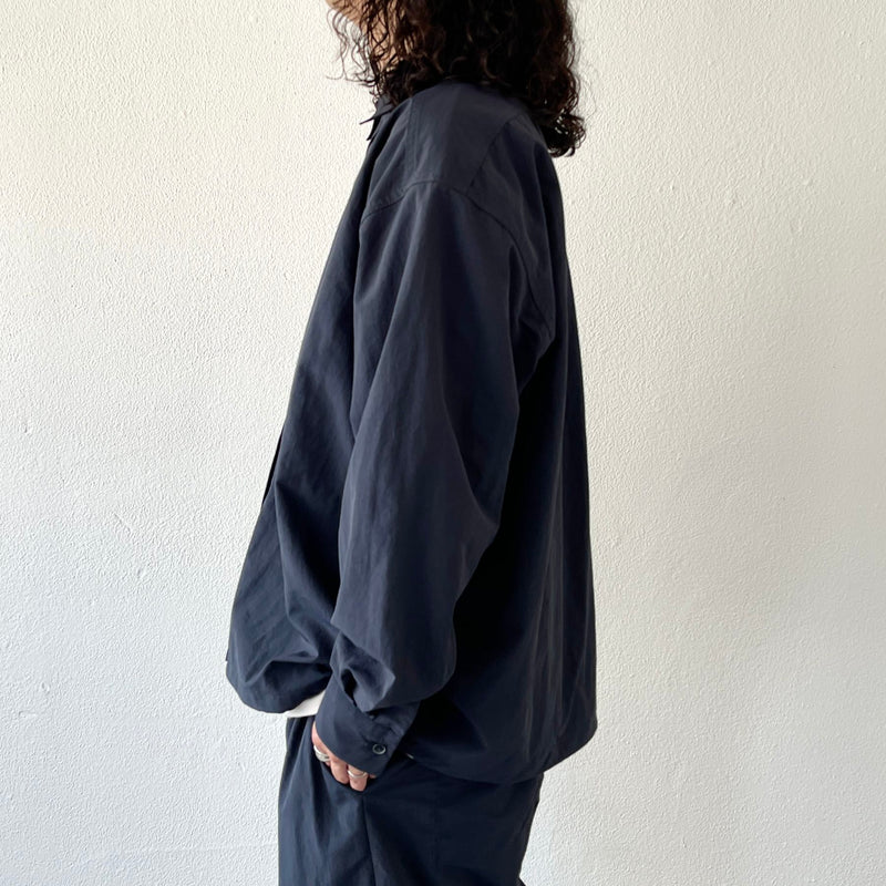 loose silhouette nylon shirt / navy（ルーズシルエットナイロン 