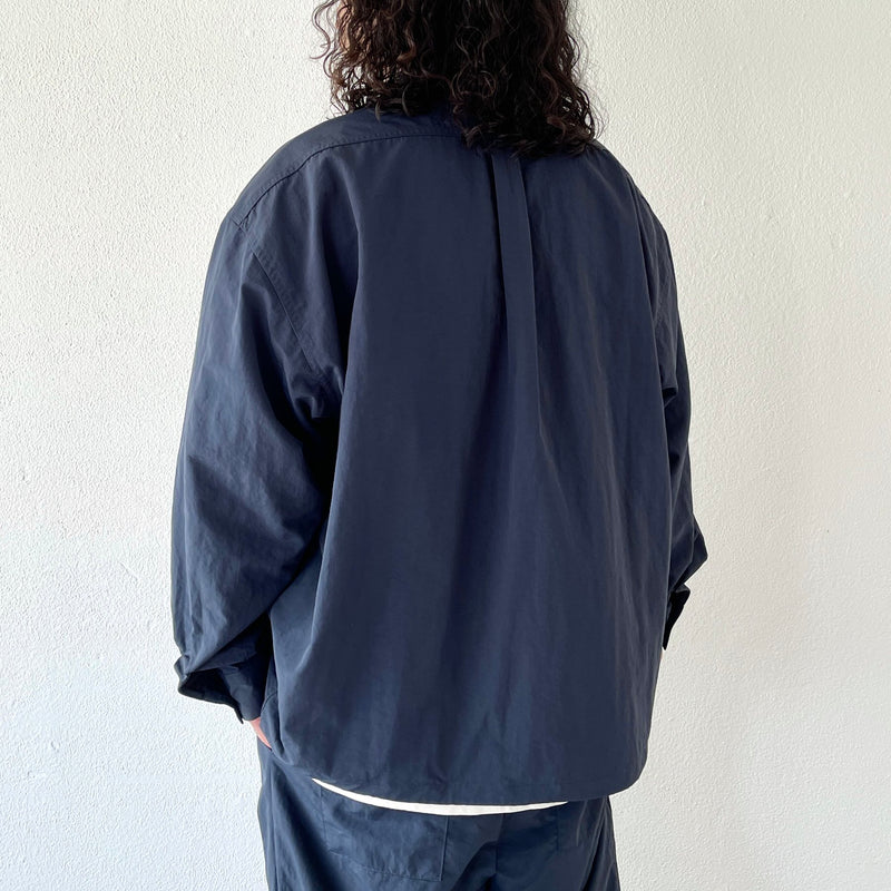 loose silhouette nylon shirt / navy（ルーズシルエット
