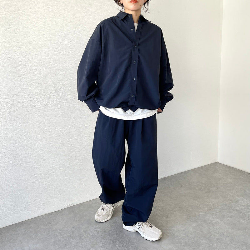 loose silhouette nylon shirt / navy（ルーズシルエットナイロン