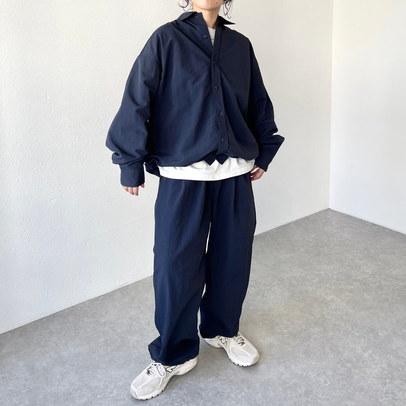loose silhouette nylon shirt / navy（ルーズシルエットナイロン