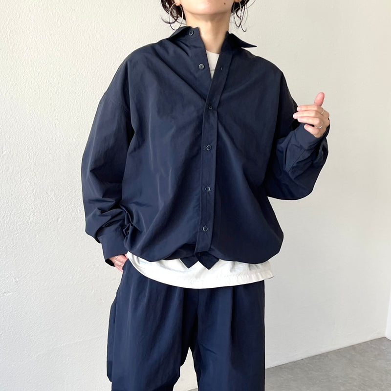 loose silhouette nylon shirt / navy（ルーズシルエットナイロン