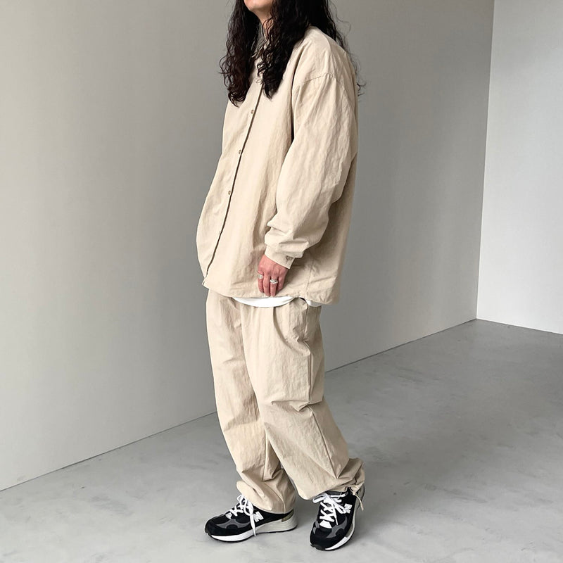natto ルーズシルエットナイロンシャツセットアップ loose silhouette nylon shirt / beige（ルーズシルエットナイロン