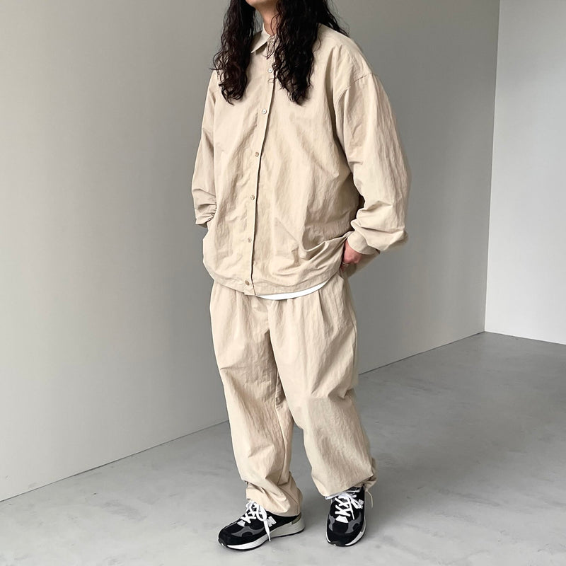natto ルーズシルエットナイロンシャツセットアップ loose silhouette nylon shirt / beige（ルーズシルエットナイロン