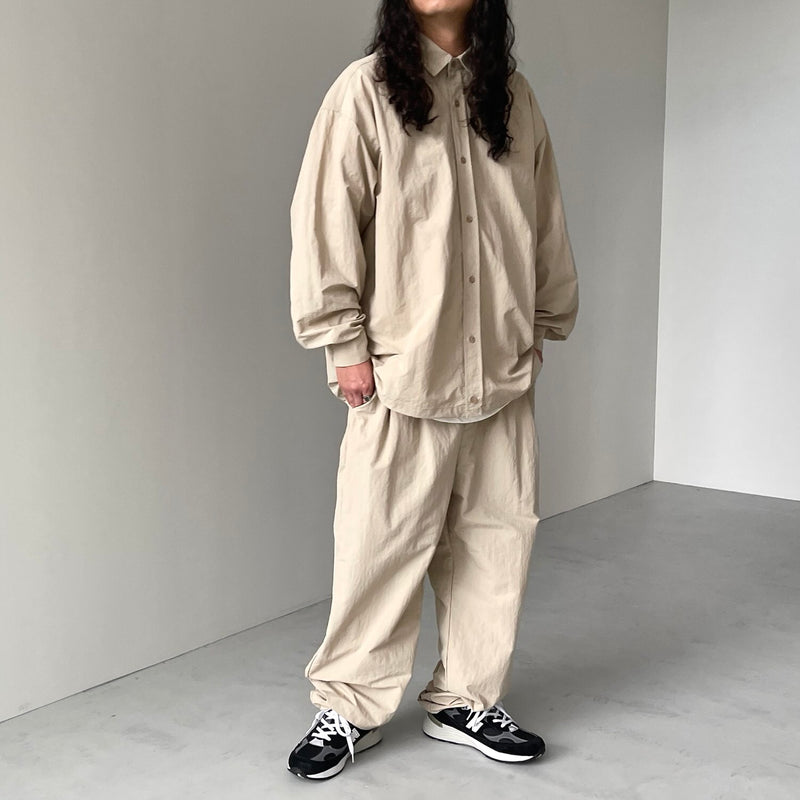 loose silhouette nylon shirt / beige（ルーズシルエットナイロン 