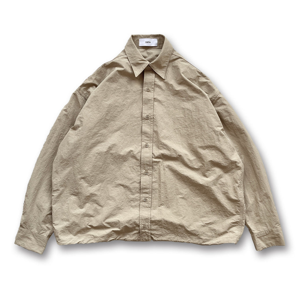 SAMPLE】loose silhouette nylon shirt / beige | natto