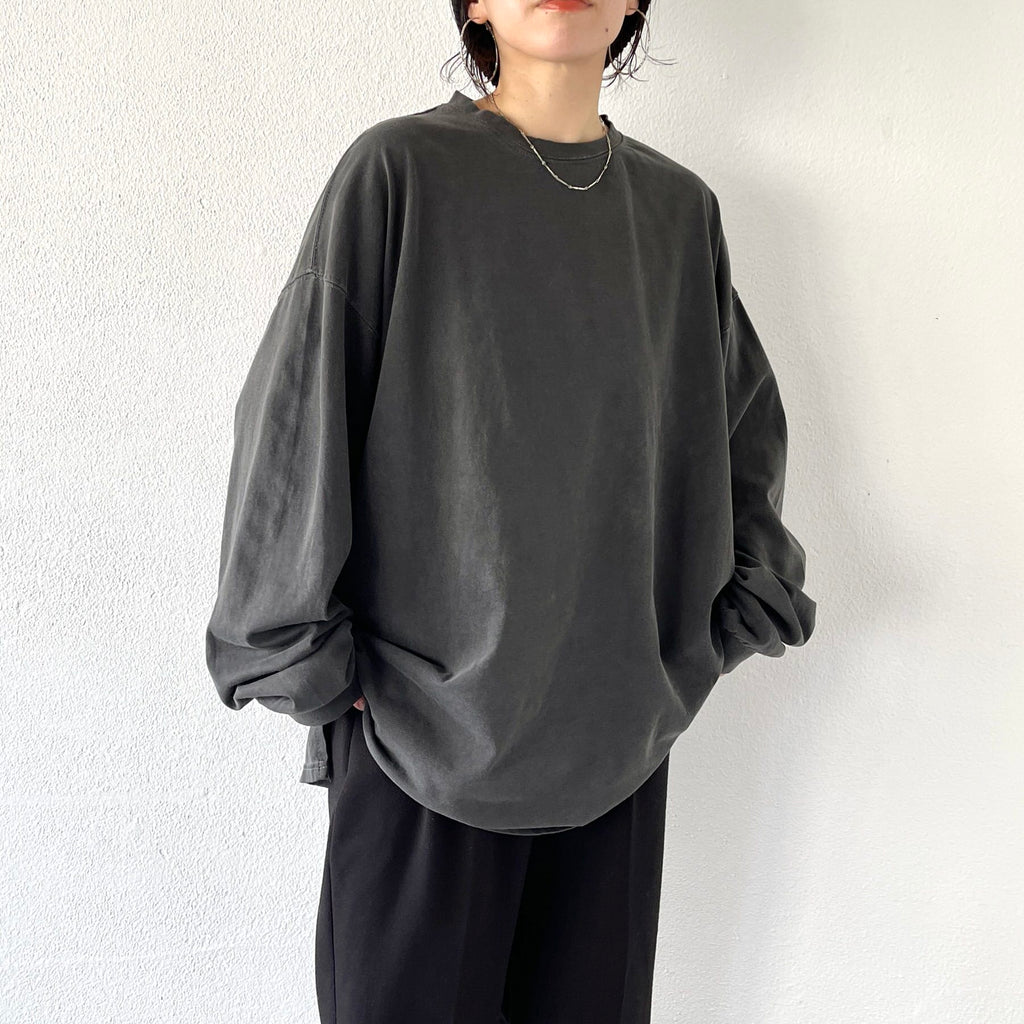 vintage like loose silhouette long sleeve / charcoal（ビンテージ