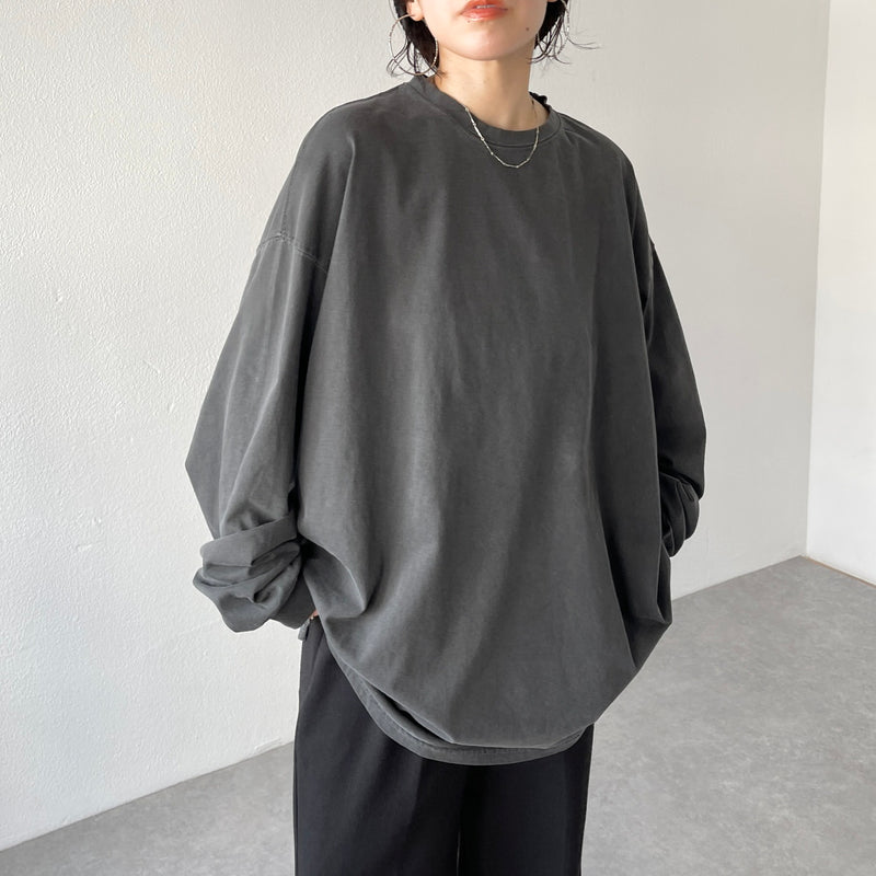 vintage like loose silhouette long sleeve / charcoal（ビンテージ 