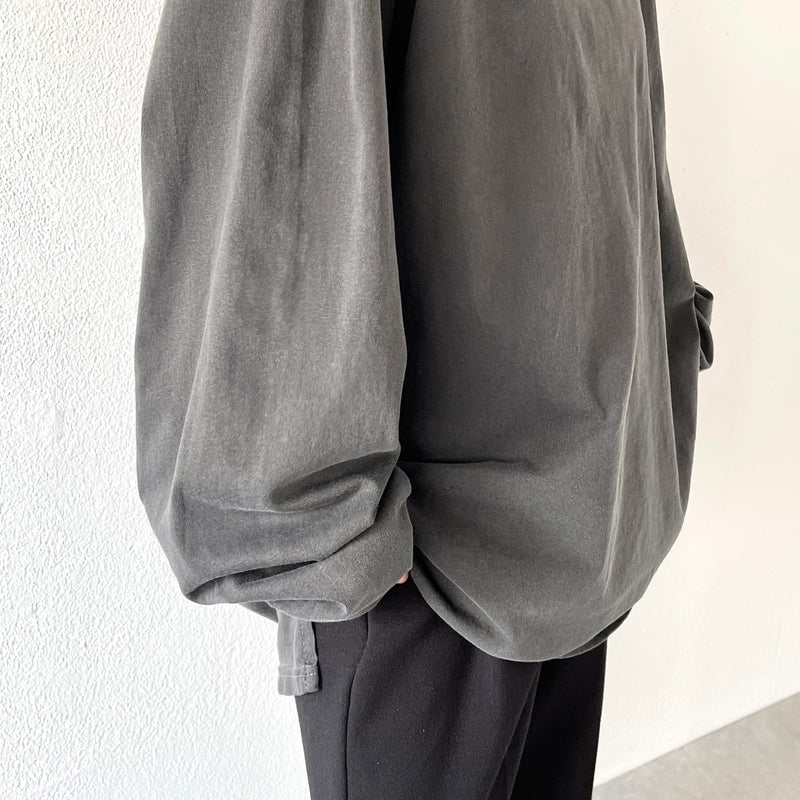 【中古】 vintage like loose silhouette long sleeve / charcoal スケートボード