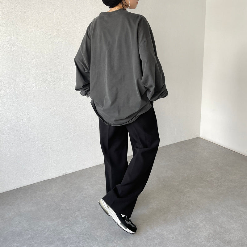vintage like loose silhouette long sleeve / charcoal