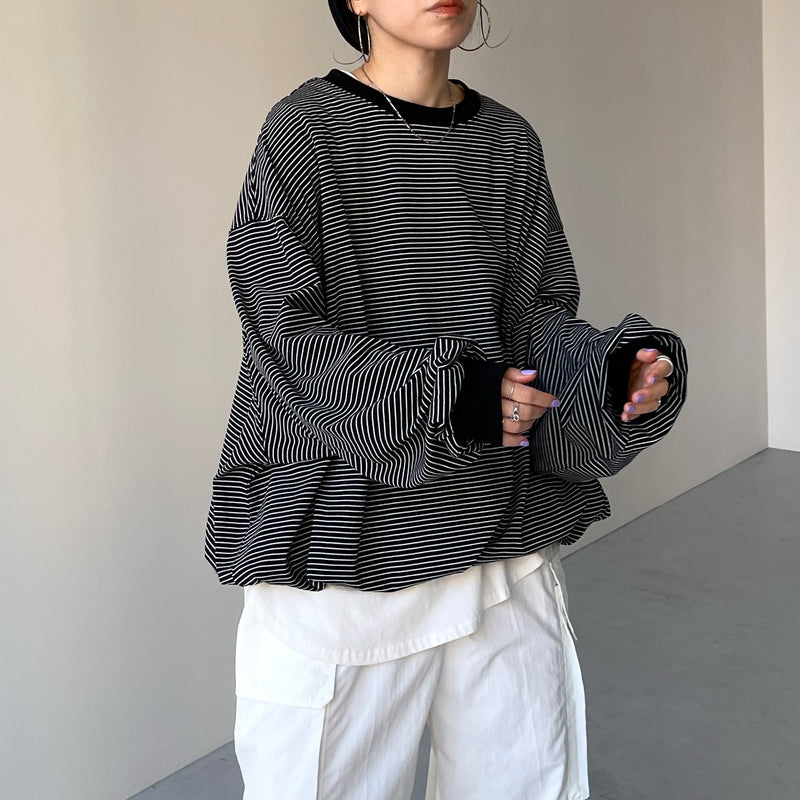 vintage like loose silhouette long sleeve / charcoal